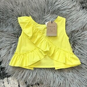 Coco Au Lait Girls Asymmetrical Yellow Ruffle Open Back Blouse Size 4T ($58)